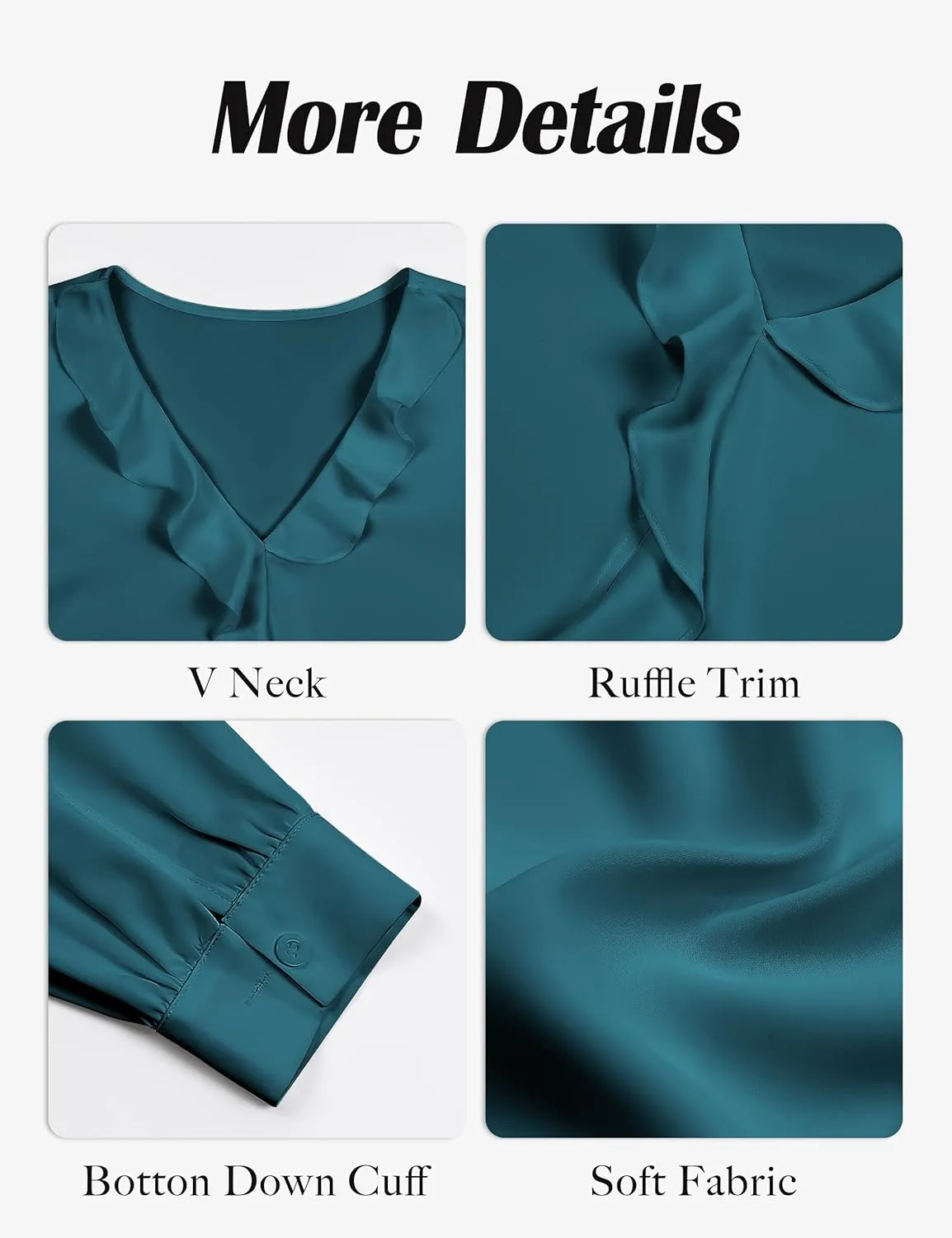Blooming Jelly Women's Dressy Casual Tops Business Work Blouse Ruffle V Neck Long Sleeve Shirts Fall Fashion 2024
