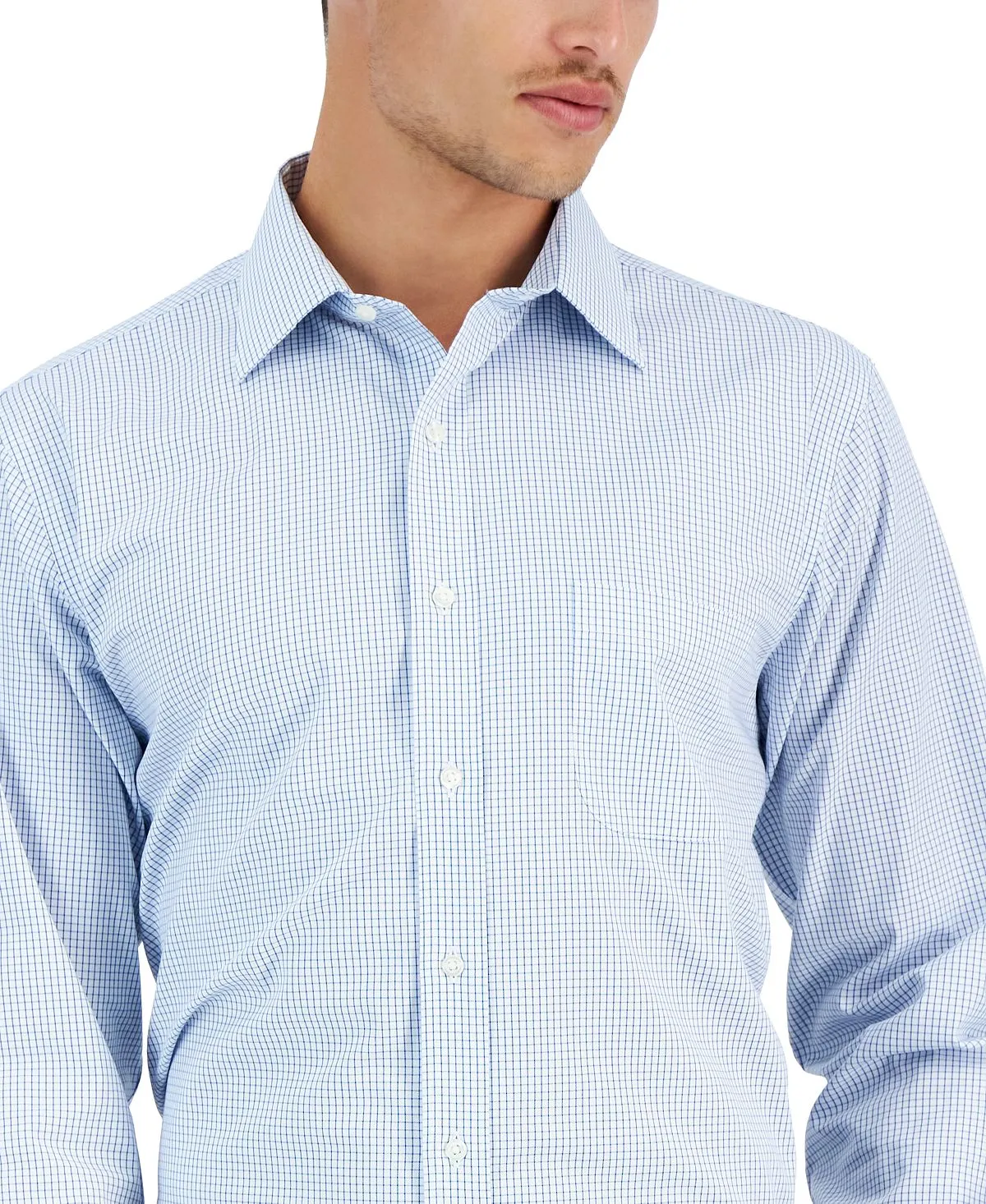 Brooks Brothers Men's Blue Plaid Regular Fit No Iron Dress Shirt