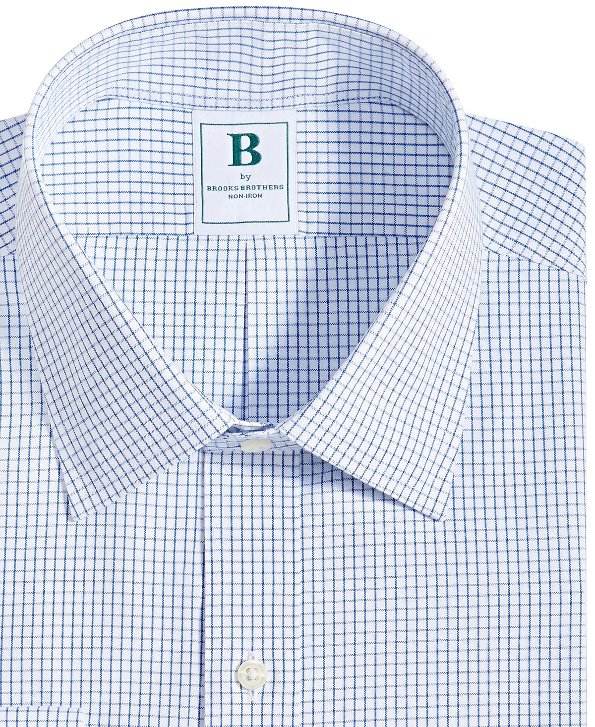 Brooks Brothers Men's Blue Plaid Regular Fit No Iron Dress Shirt