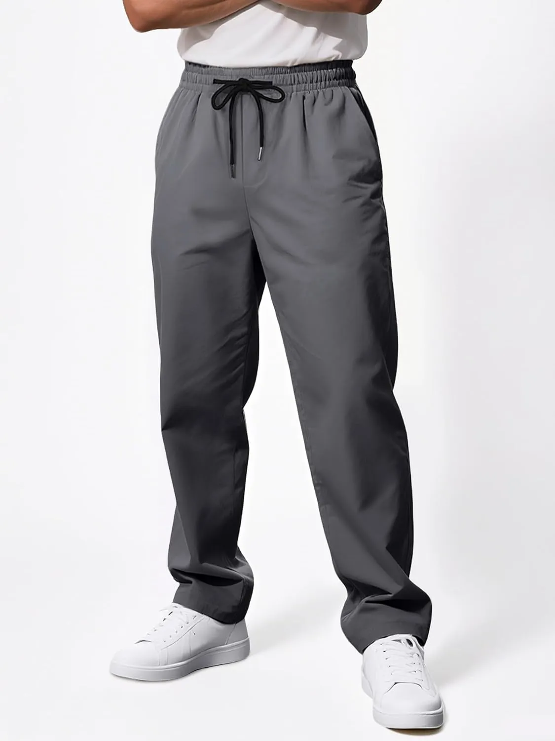 Comdecevis Mens Casual Pants Drawstring Joggers Sweatpants with Pockets Loose Fit Cargo Pants