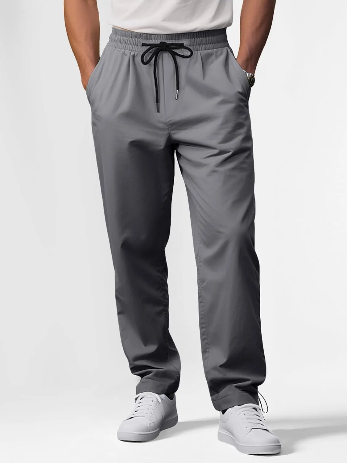 Comdecevis Mens Casual Pants Drawstring Joggers Sweatpants with Pockets Loose Fit Cargo Pants