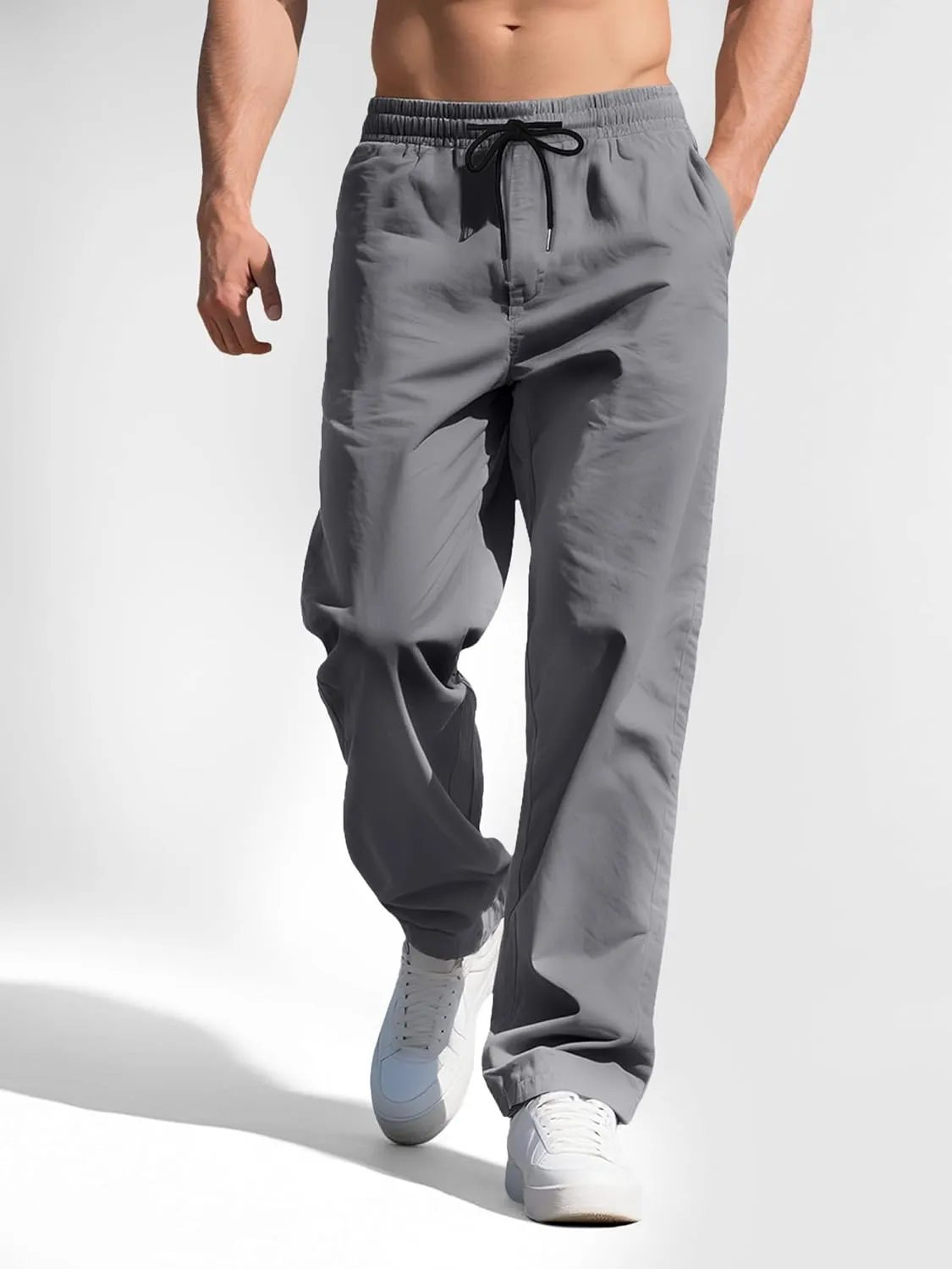 Comdecevis Mens Casual Pants Drawstring Joggers Sweatpants with Pockets Loose Fit Cargo Pants