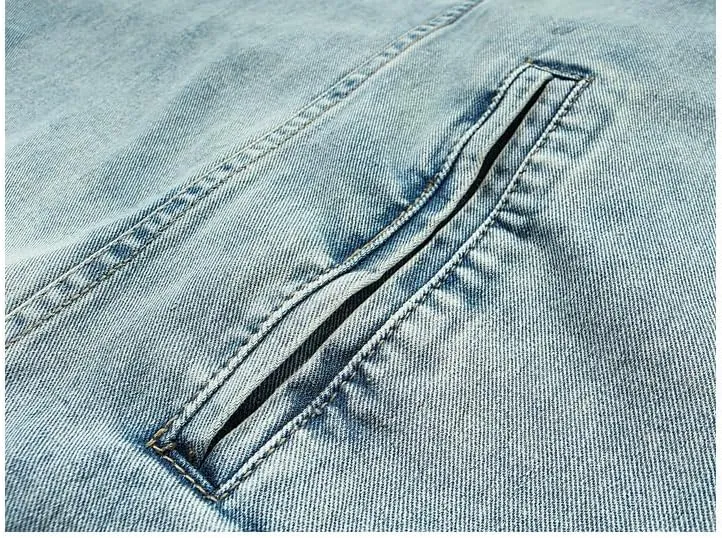 Denim Fairy Grunge Hoodies for Men Casual Long Sleeve Hooded Pullover with Side Pockets Oversized Swearshirt