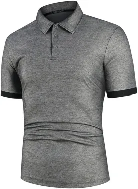 Dninmim Men's Lapel Collar Contrast Color Short Sleeve Polo Shirt Summer Casual Business Golf Sports Shirt