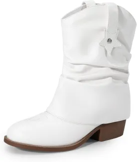 DREAM PAIRS Girls Cowboy Cowgirl Boots 2-in-1 Western Removable Cuff Fold Over Embroidered Fashion Mid Calf Shoes