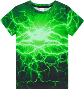 Funnycokid Boys Girls Shirts Graphic T-Shirt Neon Clothes Kids Novelty Youth Short Sleeve Animal Print Tees 4-16 Years