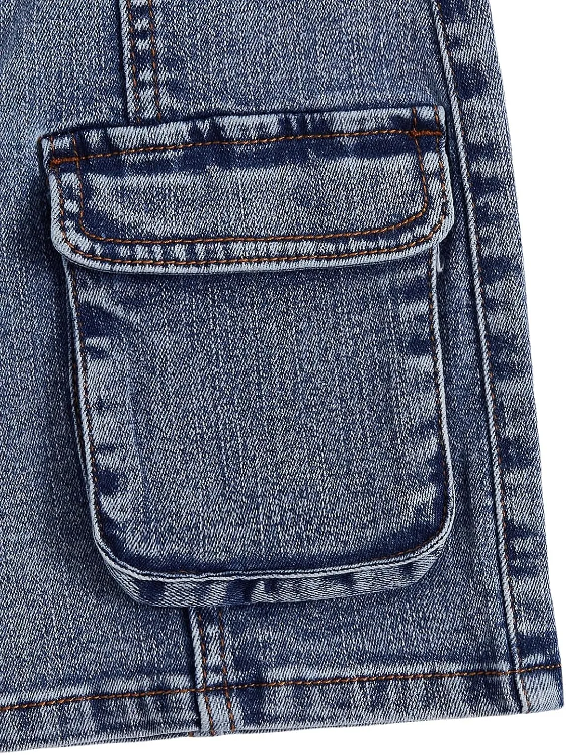 Girl's Denim Cargo Skirt Y2K Solid Low Waist Button Bodycon A Line Denim Skirt Slim Fit Mini Skirt with Flap Pocket