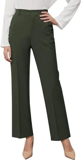 GRAPENT Pants for Women Work High Waisted Dress Pants Business Casual Relaxed Fit Straight Leg Elastic Waist Trousers
