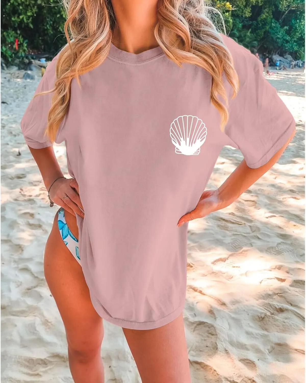 Hawaiian T Shirts for Women Oversized Aesthetic Hibiscus Flower Beach Shirt Teens Preppy Tropical Graphic Tee Tops