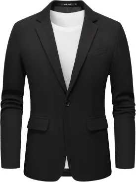 MAGE MALE Men's Blazer Casual Knit Sport Coat Slim Fit Suit Jacket Notch Lapel One Button Blazers