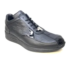 Mauri M770 Black Crocodile Nappa Leather Sneakers