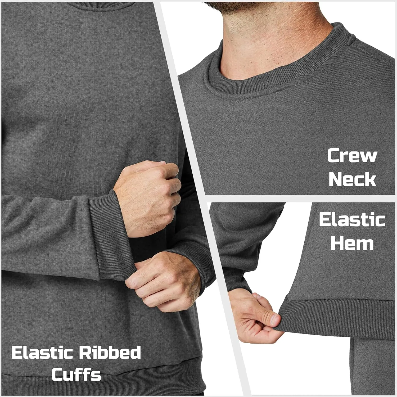 Men's Crewneck Sweatshirt Casual Long Sleeve Sweat Shirts Athletic Fleece Basic Pullover Shirts