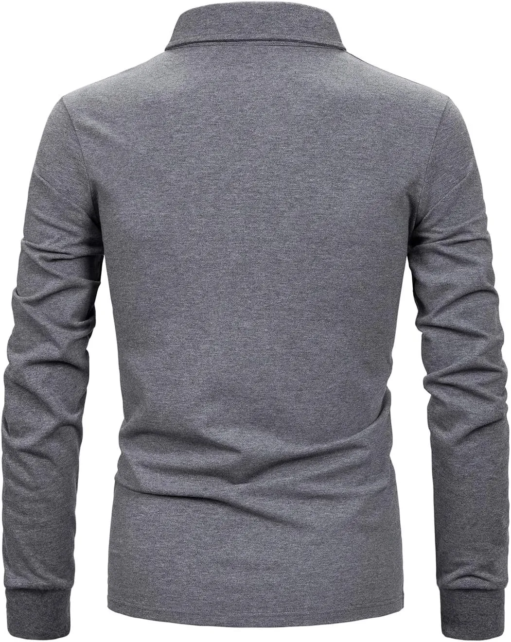 Men's Long Sleeve Polo Shirts Casual Fit Plaid Collar Cotton Golf T-Shirts