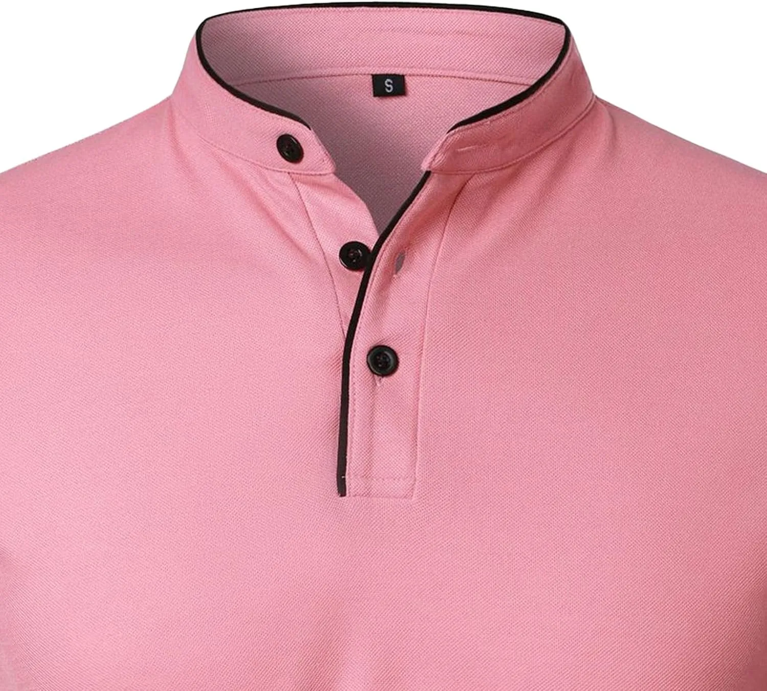 Men's Stand Collar Solid Casual Polo T-Shirts Short Sleeve Slim Fit Summer Tees Button Cotton Athletic Tops