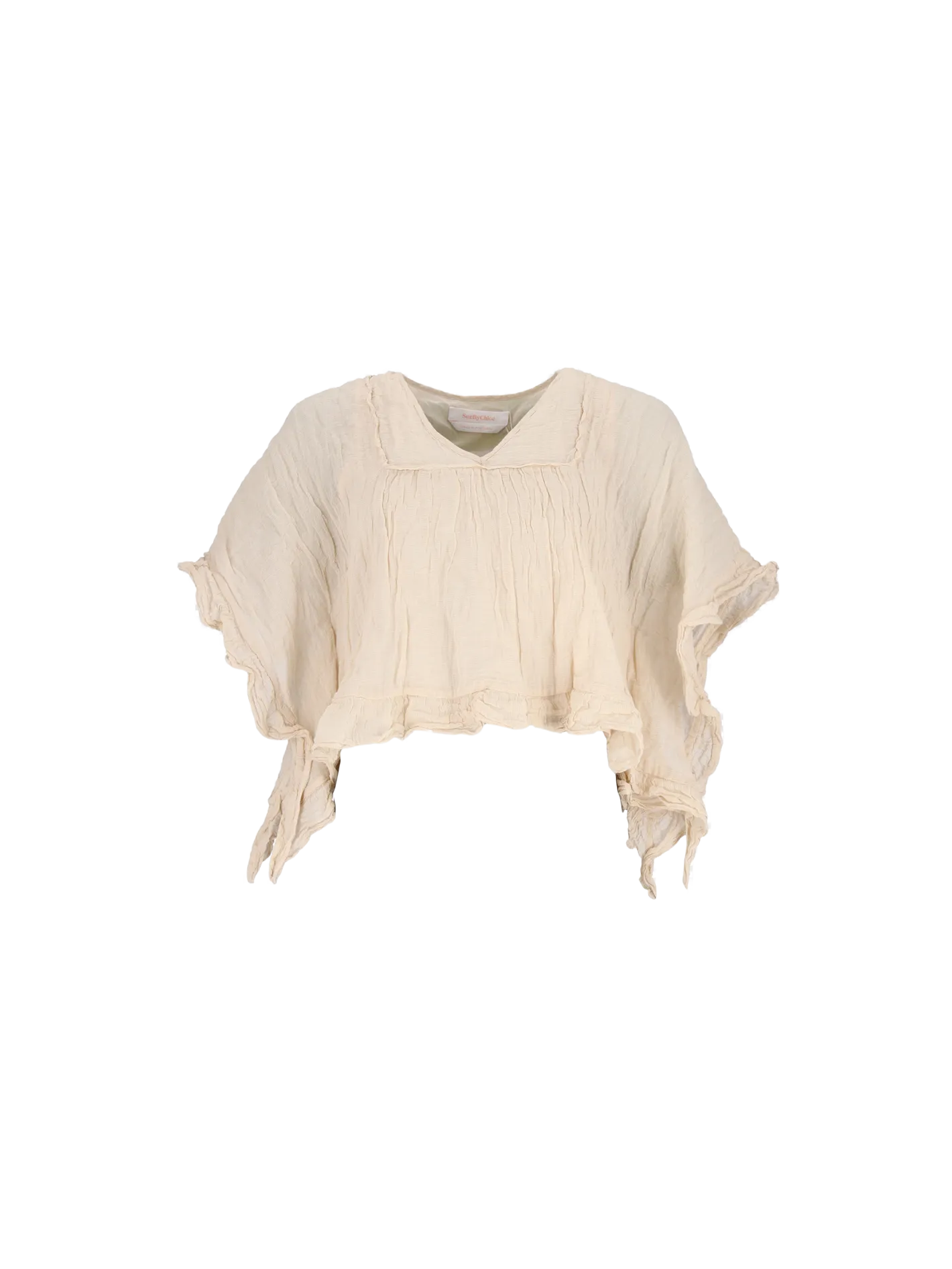 ruffled short-sleeve blouse