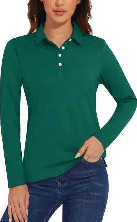TACVASEN Polo Shirts for Women Casual T-Shirts Long Sleeve Golf Tops