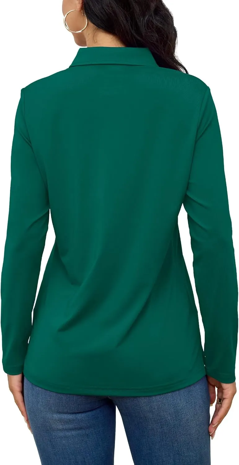 TACVASEN Polo Shirts for Women Casual T-Shirts Long Sleeve Golf Tops