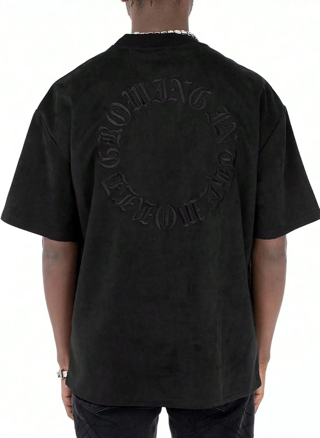 Verdusa Men's Oversized Tops Letter Embroidery Drop Shoulder Tee Top Casual T Shirts