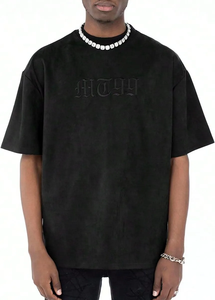 Verdusa Men's Oversized Tops Letter Embroidery Drop Shoulder Tee Top Casual T Shirts