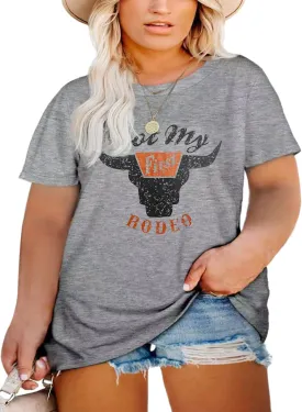 Western Shirts Women Plus Size Summer Tops Rodeo Graphic Tee Short Sleeve Vintage Cowgirl T-Shirts