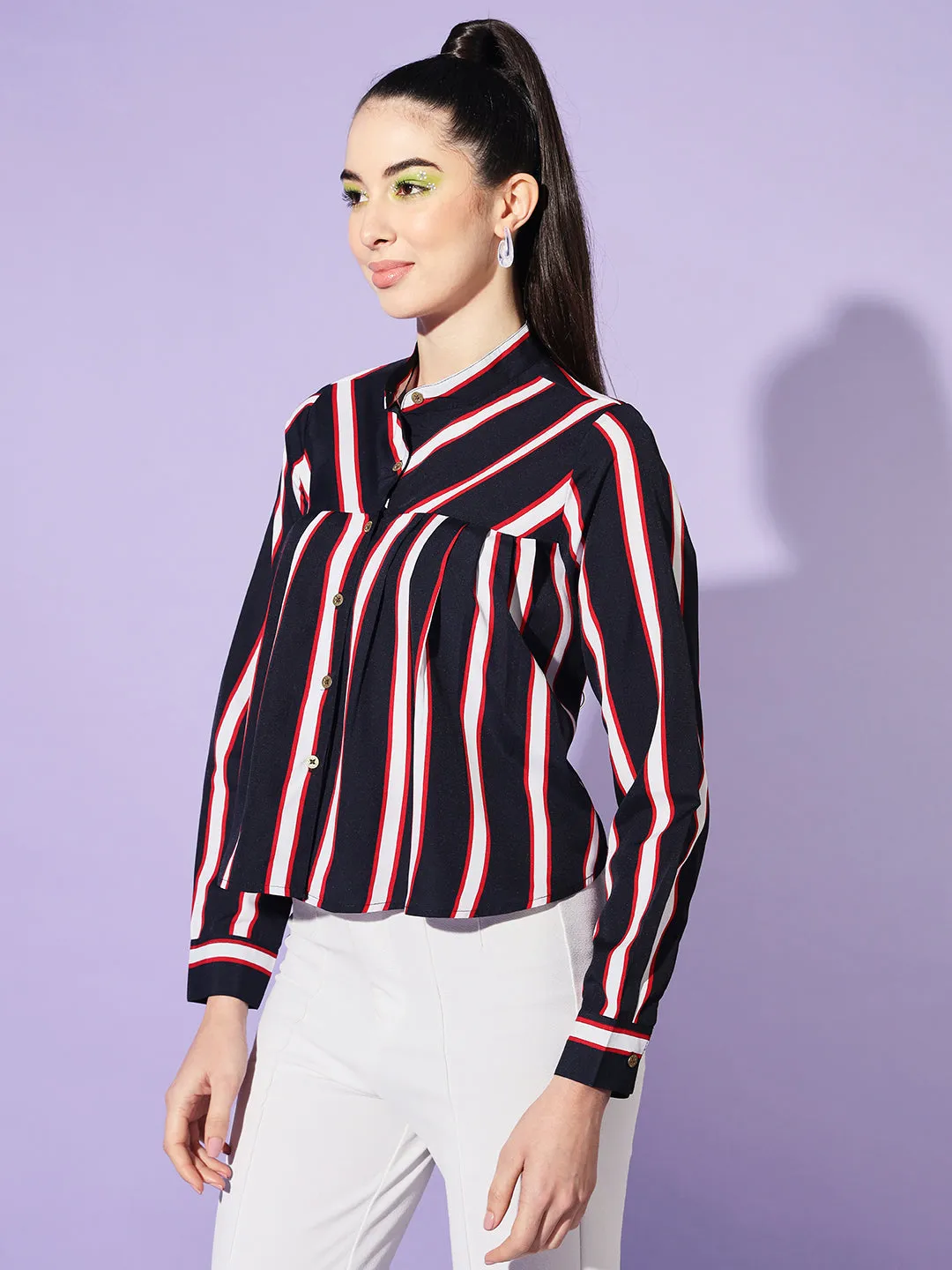 Women Boxy Striped Casual Shirt