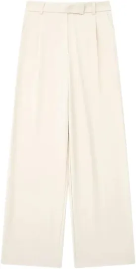 Women Solid Zipper Fly Straight Vintage High Waist Trousers Business Casual Pants