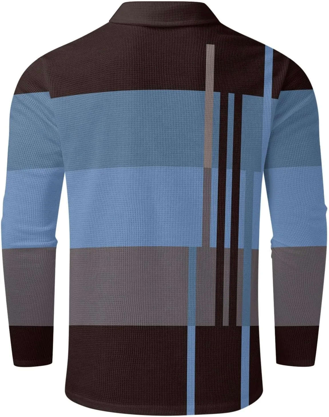 ZYXTIM Men's Short Sleeve Polo Shirt Waffle Knit Button Up Colorblock Stylish Classic Fit Lapel Work Sports Golf Tee Tops