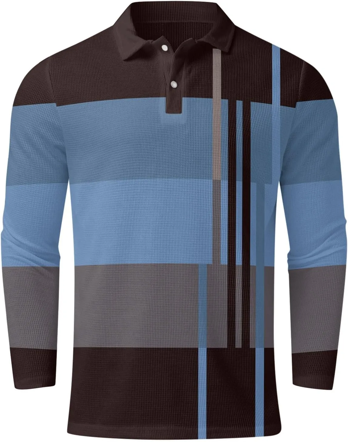 ZYXTIM Men's Short Sleeve Polo Shirt Waffle Knit Button Up Colorblock Stylish Classic Fit Lapel Work Sports Golf Tee Tops